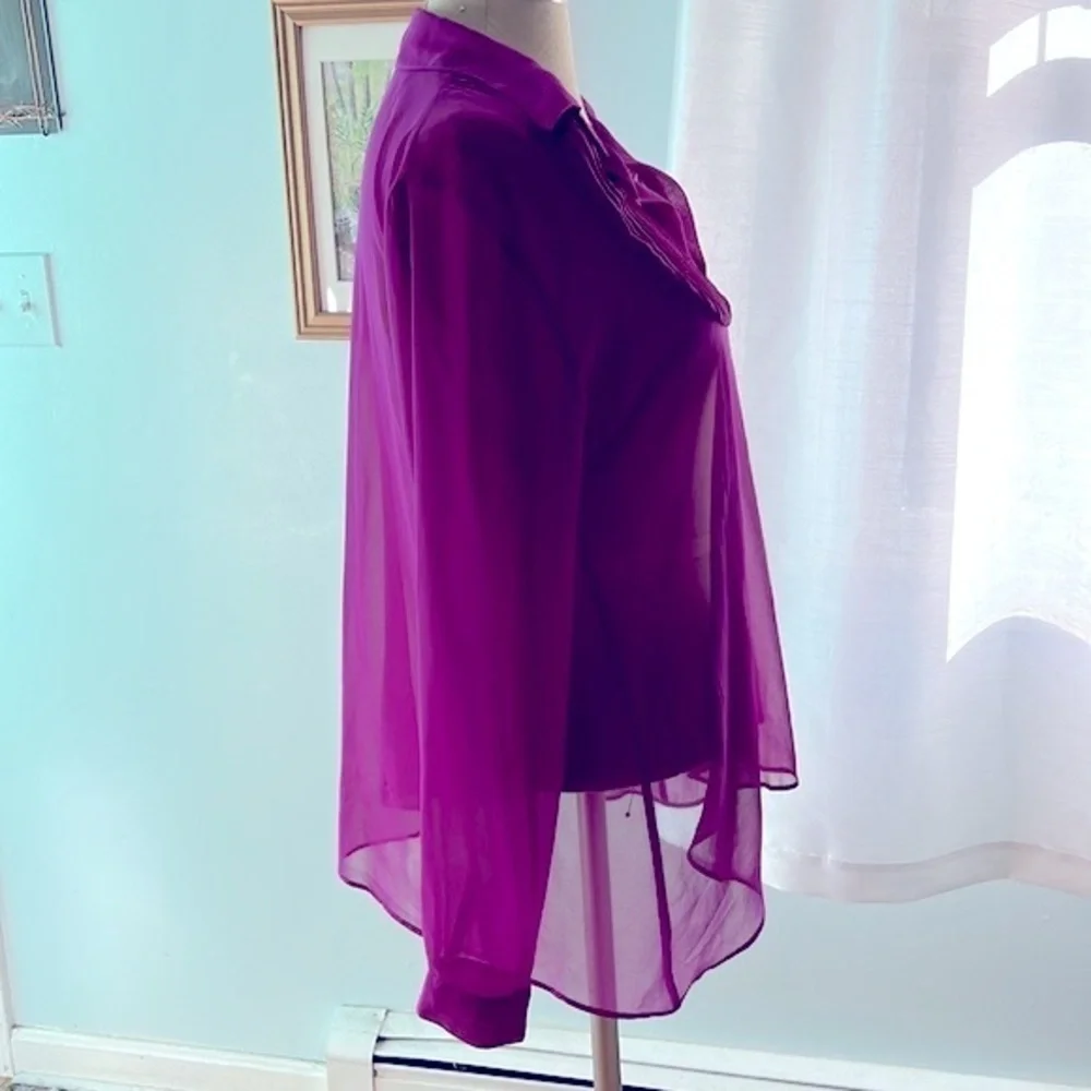 Free People Purple See Through Flowey Blouse size SP